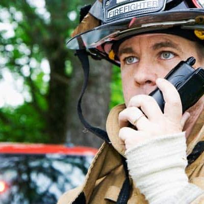 firefighter using 911 logging recorder